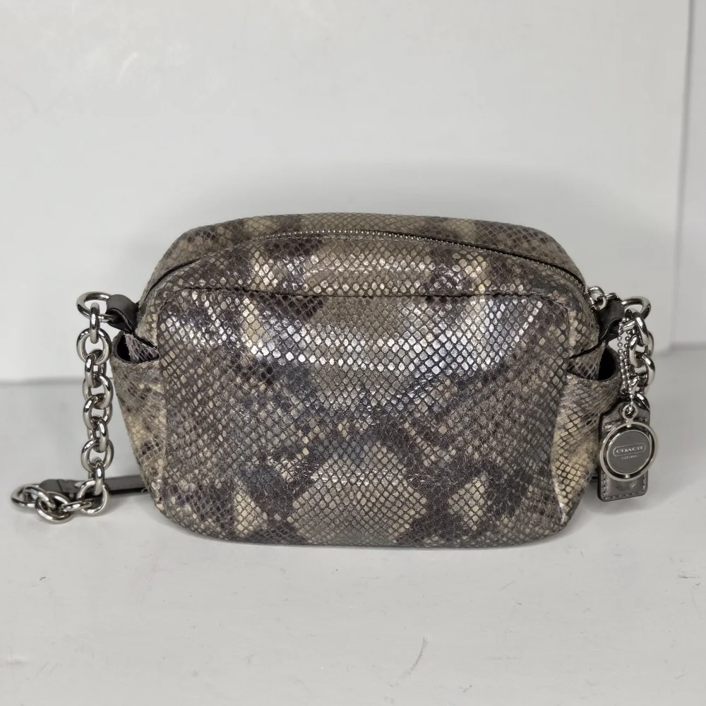 Coach Campbell SilverGray Python Exotic Snakeskin Camera Bag‎